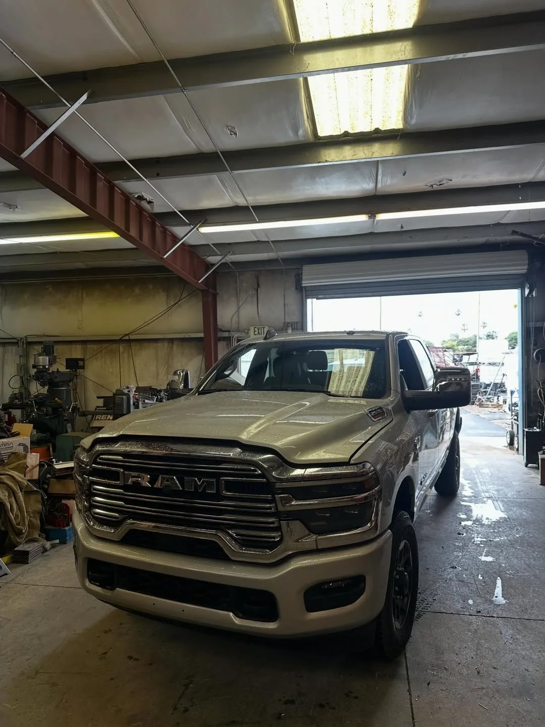 White pickup truck at a service appointment